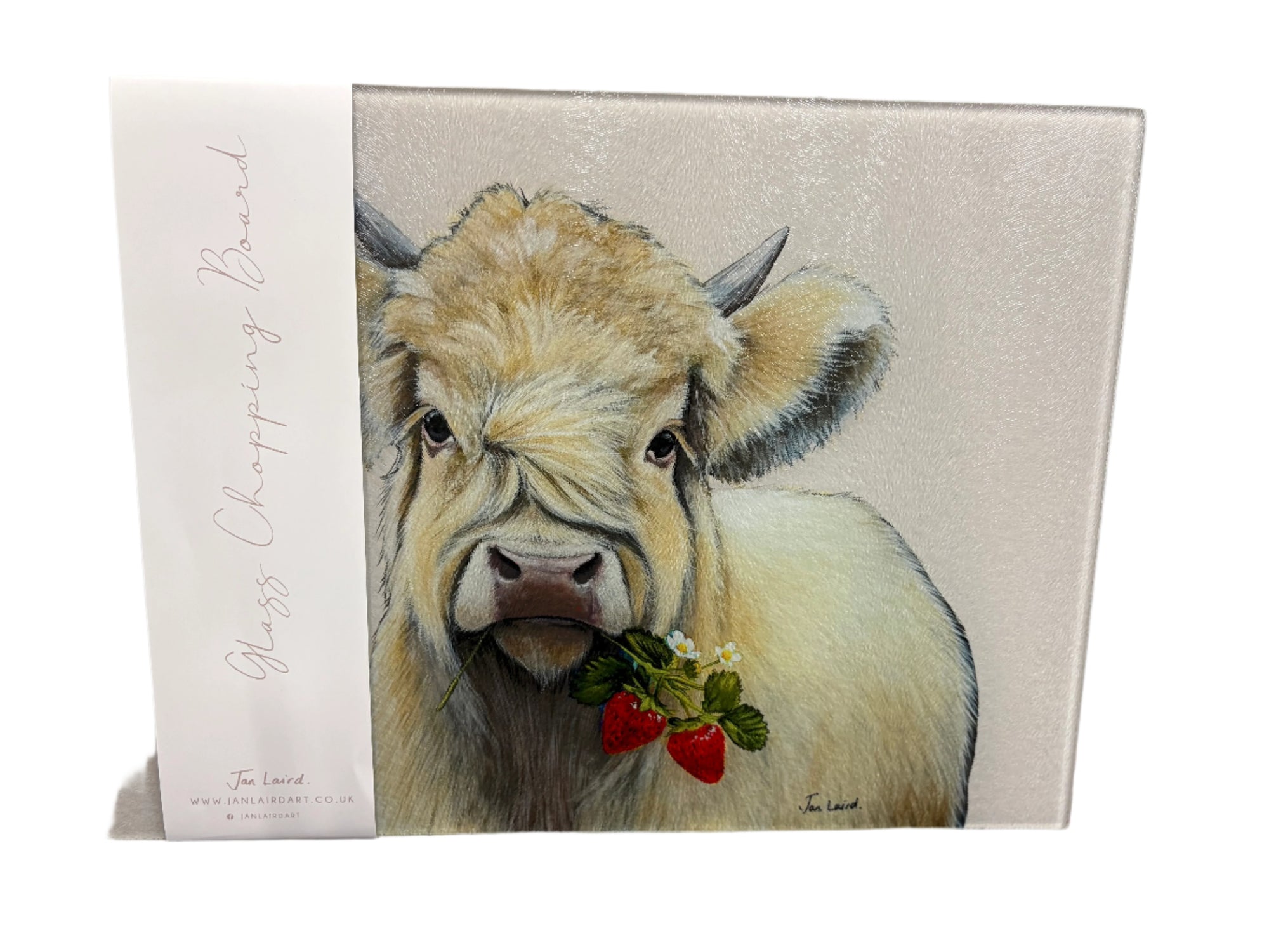 Strawberries & Cream Glass Chopping Board