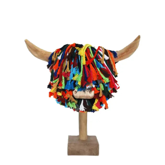 Aquarelle Home 'Elspeth' Small Highland Cow Head (Cotton Multi)
