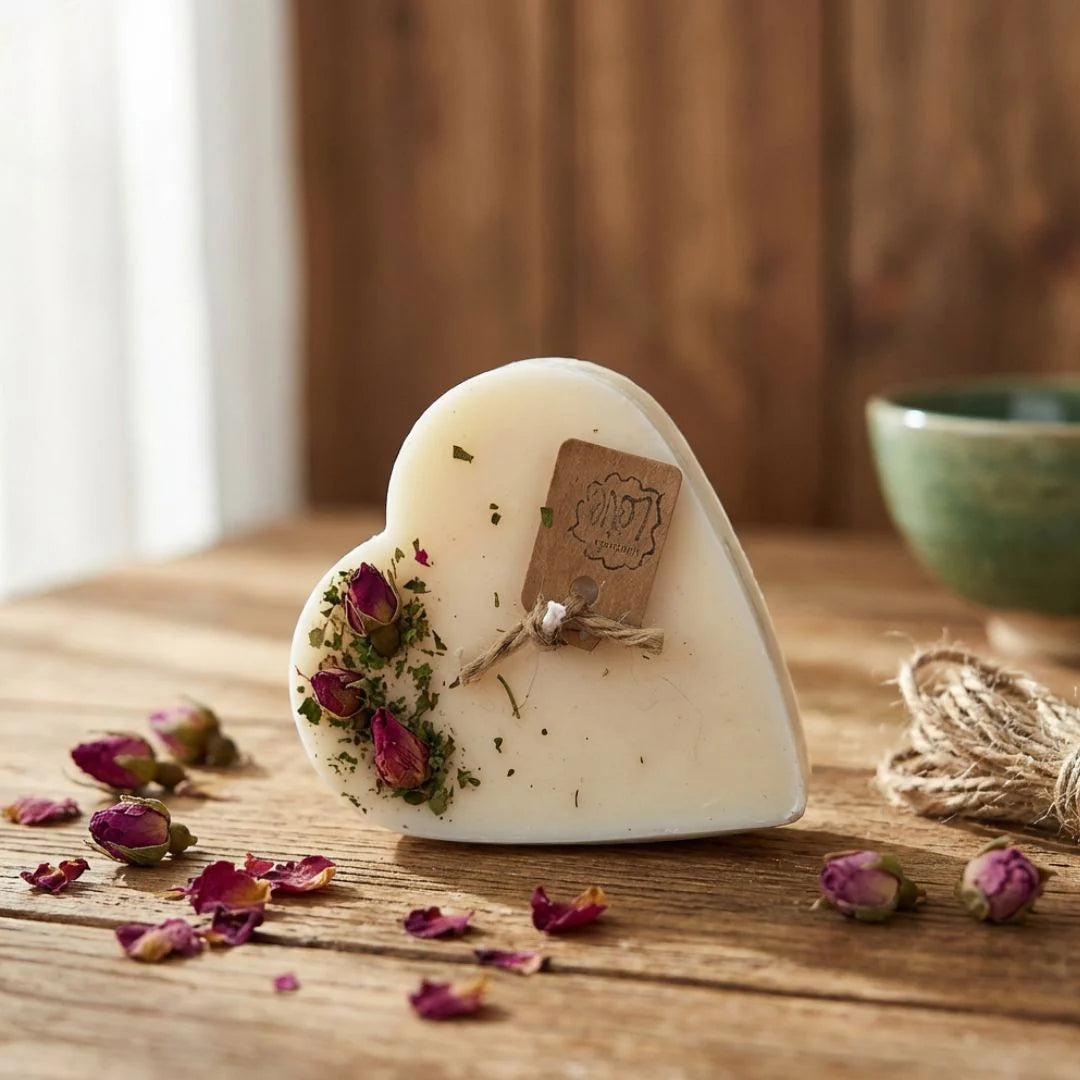 Small Heart Shape Champagne & Rose Scented Candle