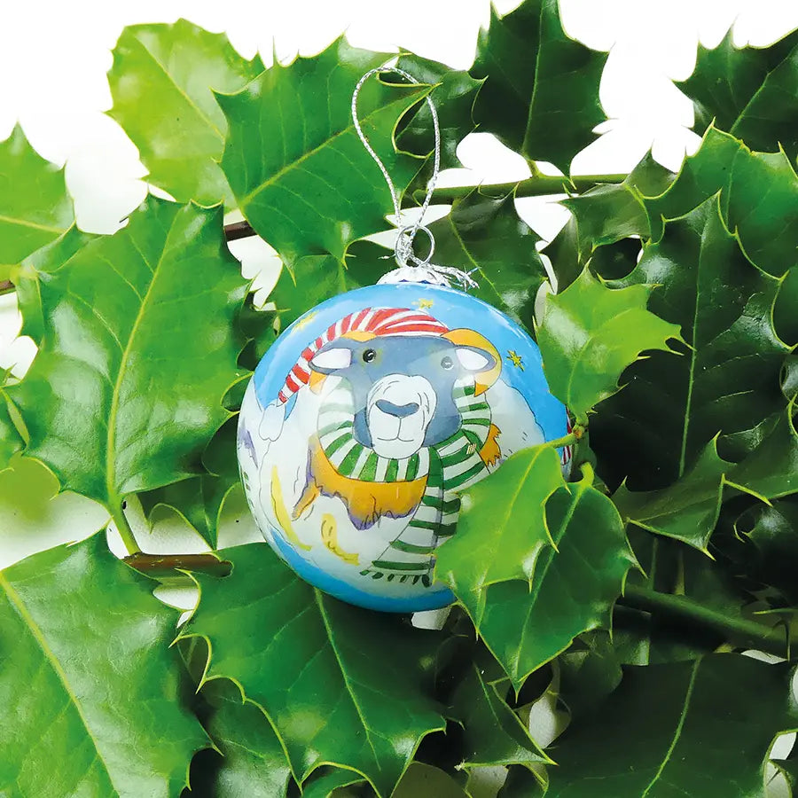Sheep Hand Painted Glass Bauble