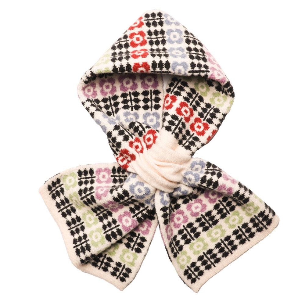 Zelly Pull through Knitted Floral Multi Colour Scarf