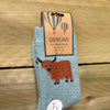 Blue Fluffy Highland Cow Socks