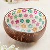 Coconut Shell Bowl with Coloured Flowers