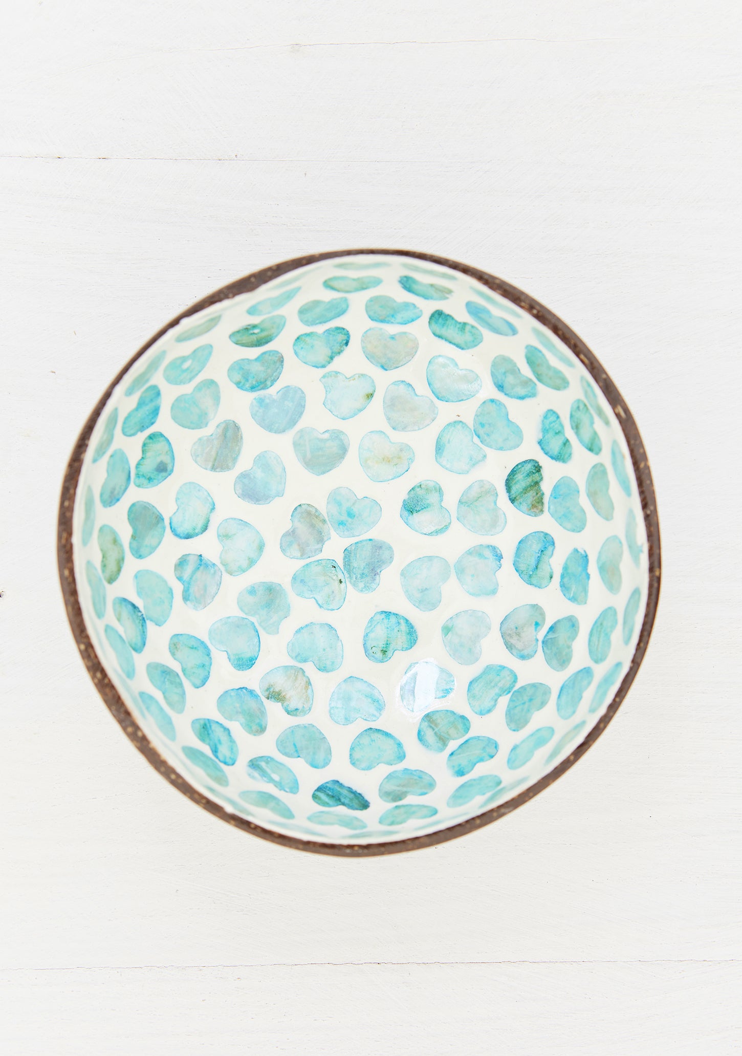 Coconut Shell Bowl with Coloured Hearts