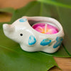 Ceramic Elephant with Flower Tealight
