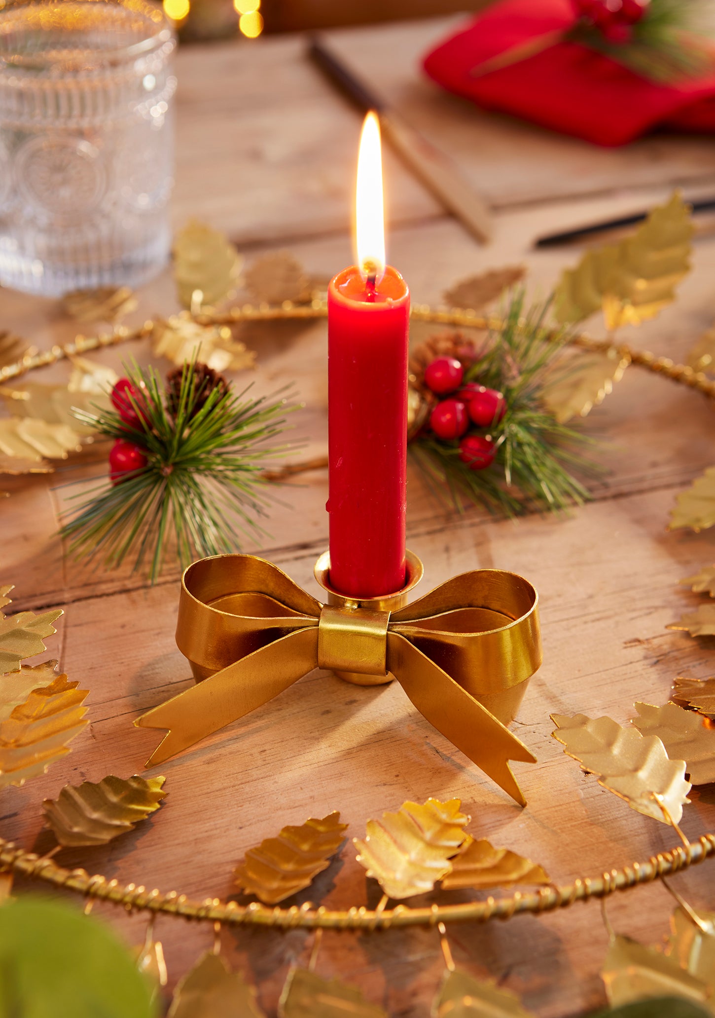 Namaste Gold Bow Candle Holder