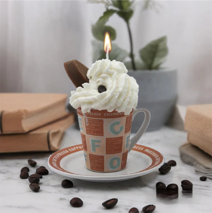 'Vanilla Cream & Latte' Cappuccino Cup & Saucer Candle
