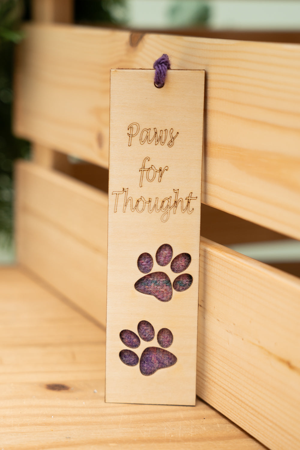 Dalscone Harris Tweed Wooden Paw Bookmark