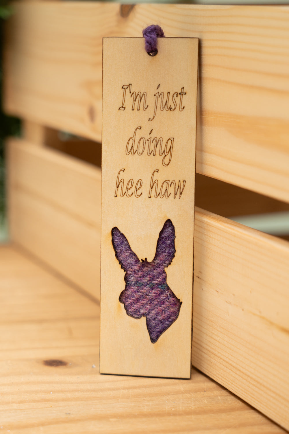 Dalscone Harris Tweed Wooden Donkey Bookmark