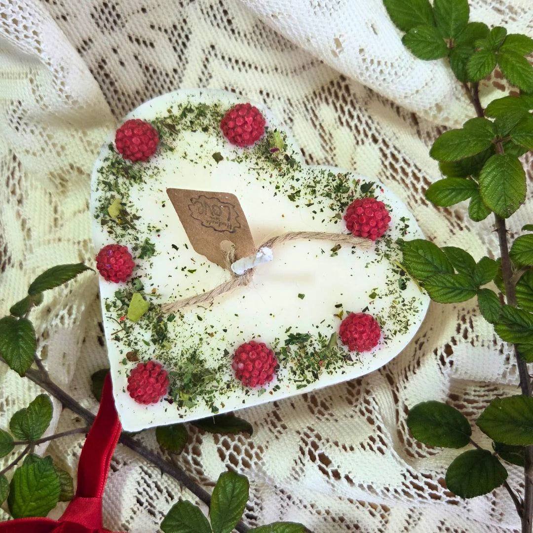 Large Heart Shaped Raspberry Soy Wax Candle