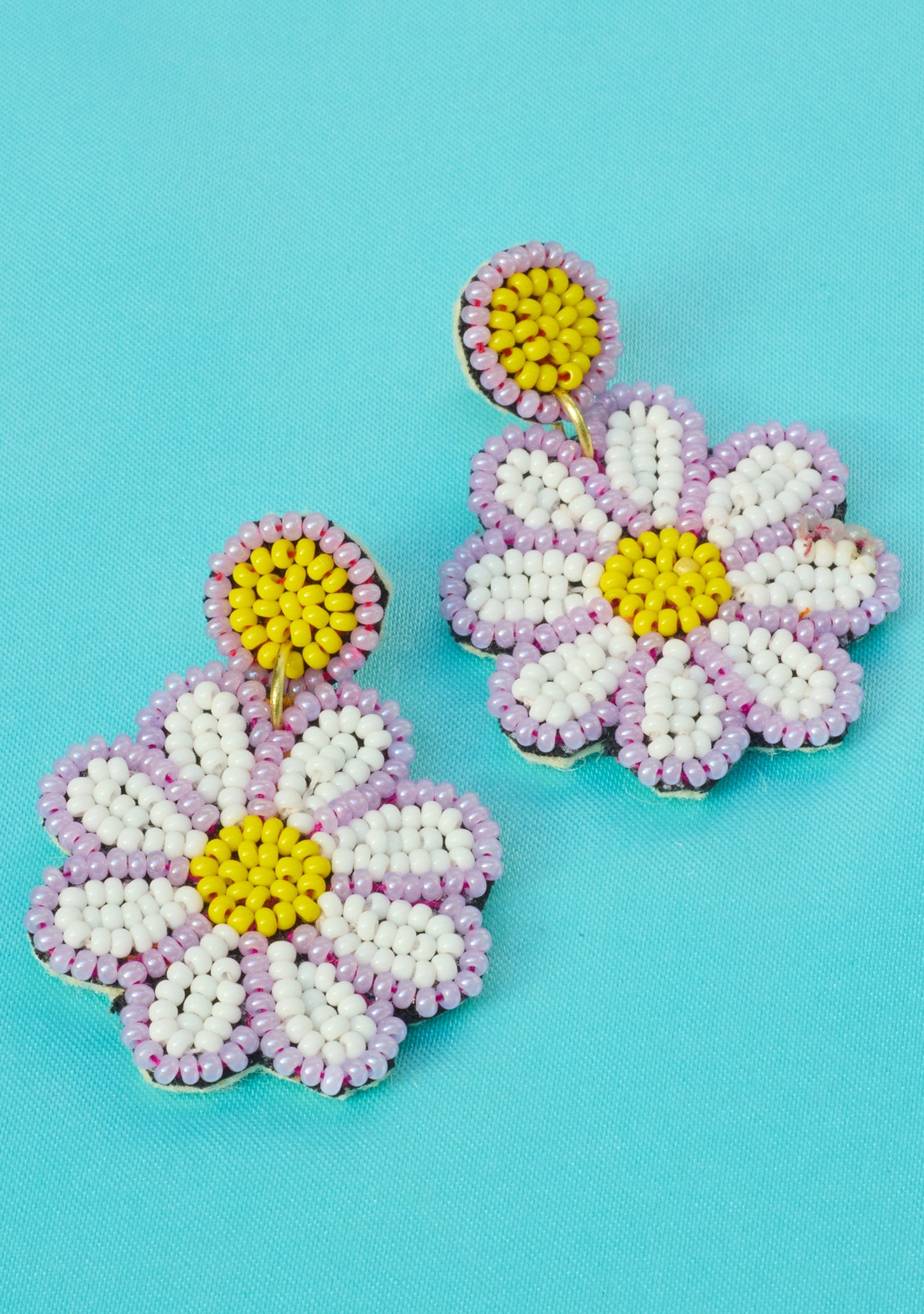 Flower Seed Bead Dangle Earrings