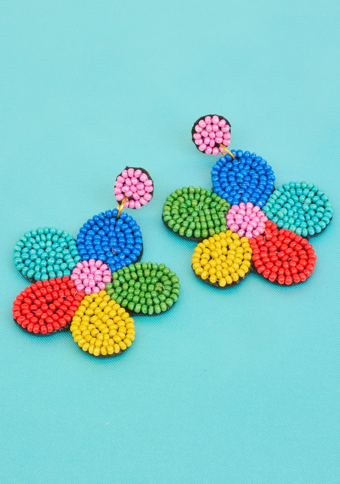 Daisy Flower Hand Beaded Earrings