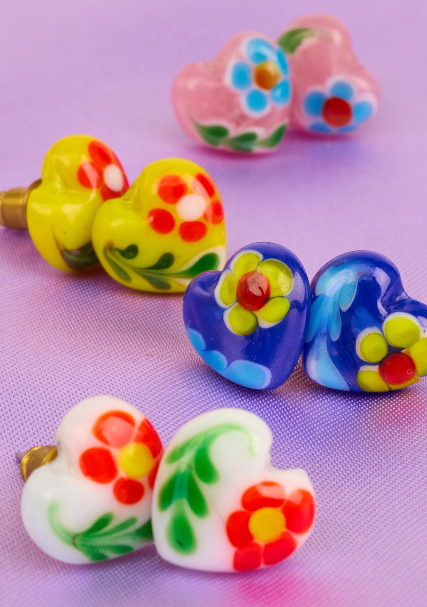 Heart Glass Stud Earrings
