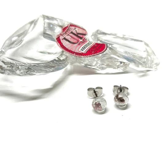 Helen Chalmers Clear & Palladium Whisky Bottle Small Stud Earrings