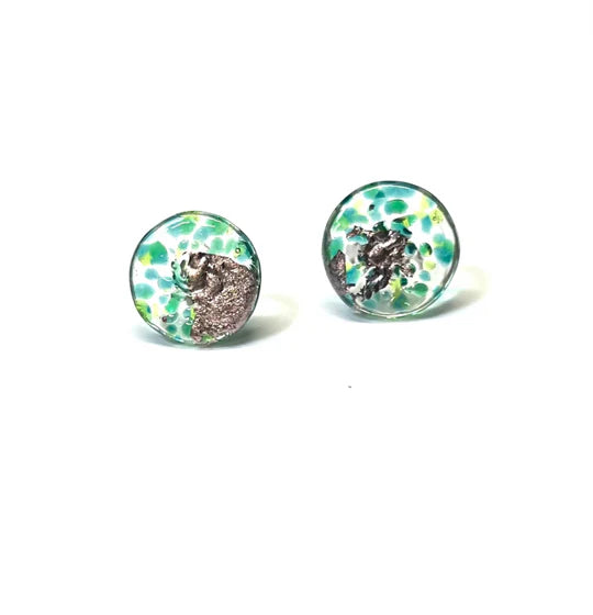 Helen Chalmers Seagrass Glass & Palladium Midi Stud Earrings