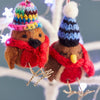 Standing Robin in Knitted Hat & Scarf Felt Tree Decoration