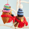 Standing Robin in Knitted Hat & Scarf Felt Tree Decoration
