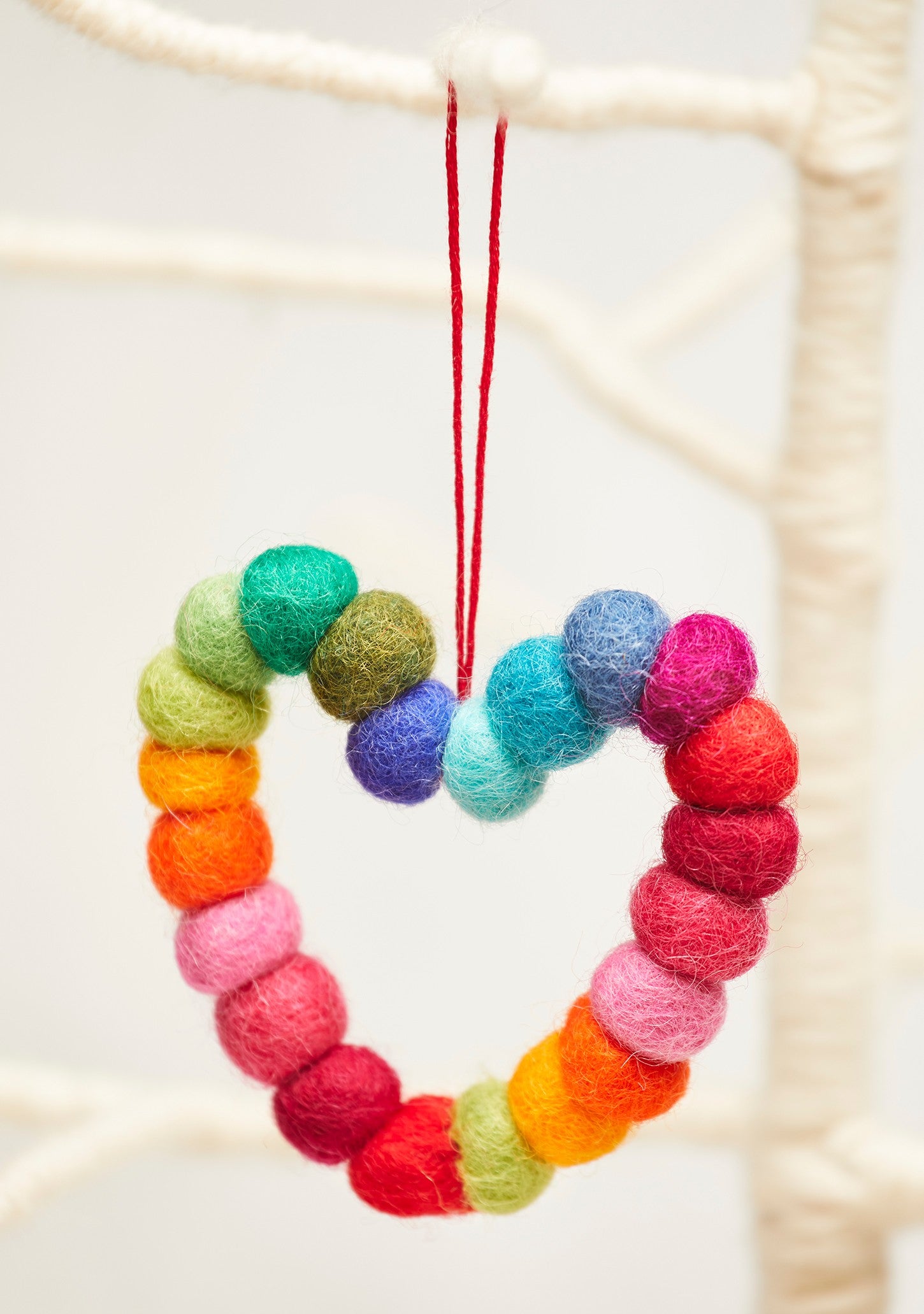 Namaste Rainbow Felt Ball Heart Decoration