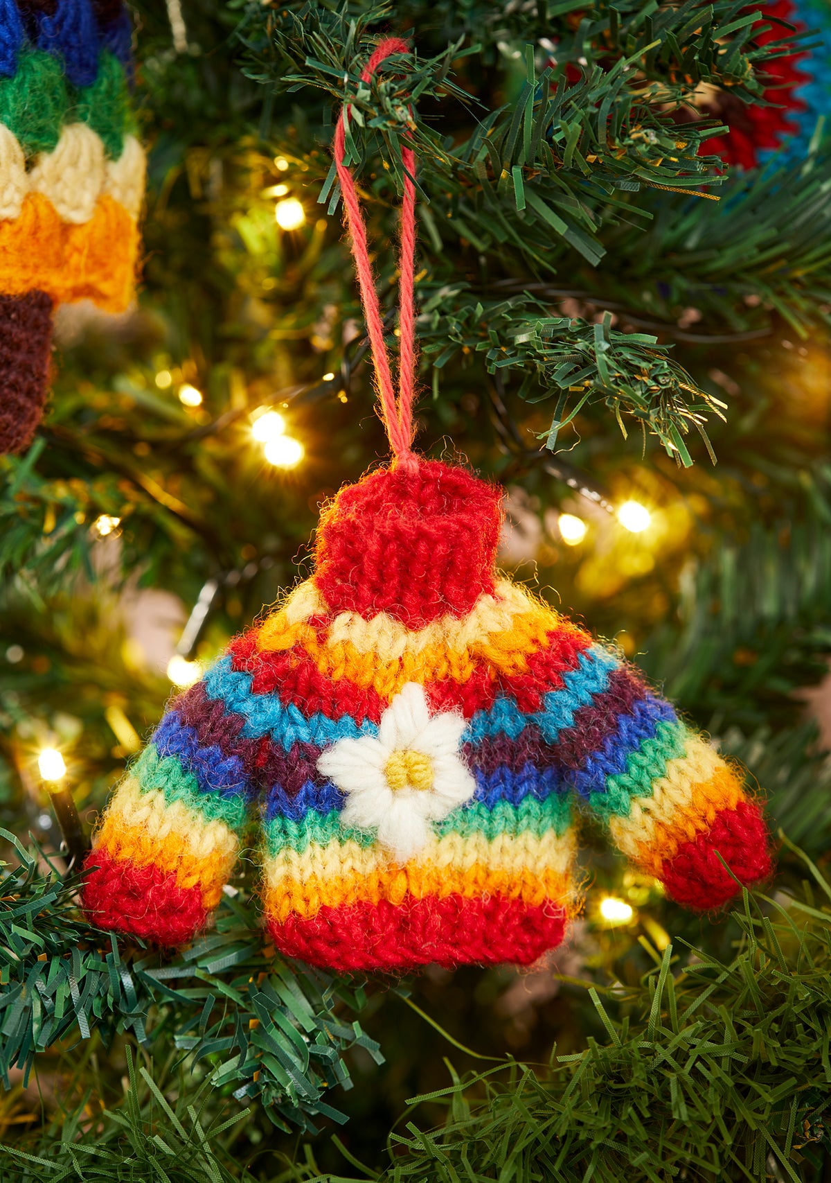 Rainbow Knitted Wool Jumper Tree Decoration