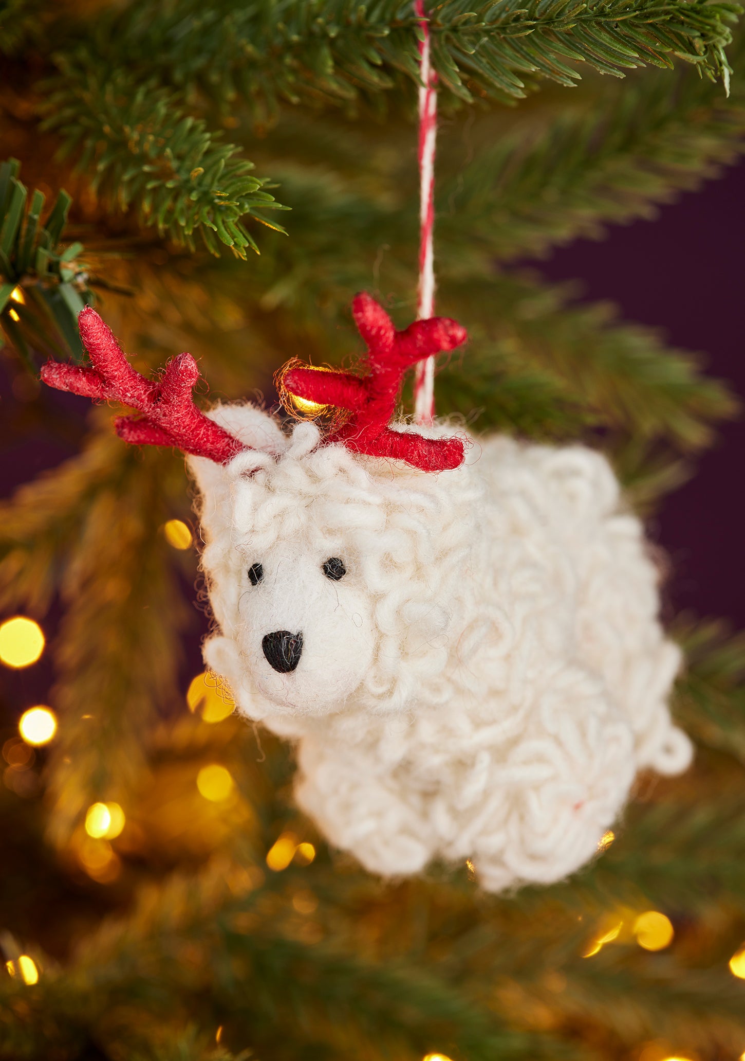 Namaste Woolly Sheep with Antlers Decoration