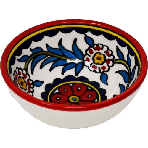 Gerbera Red & Sky Blue Ceramic Snack Bowl