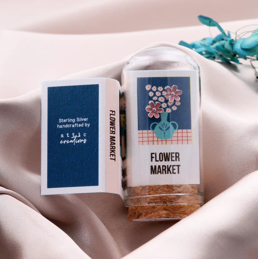 Attic Creations 'Flower Market' Pink Flower Earrings