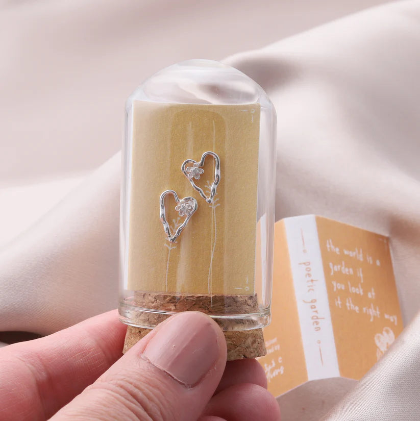 Attic Creations Heart with Flower Earrings