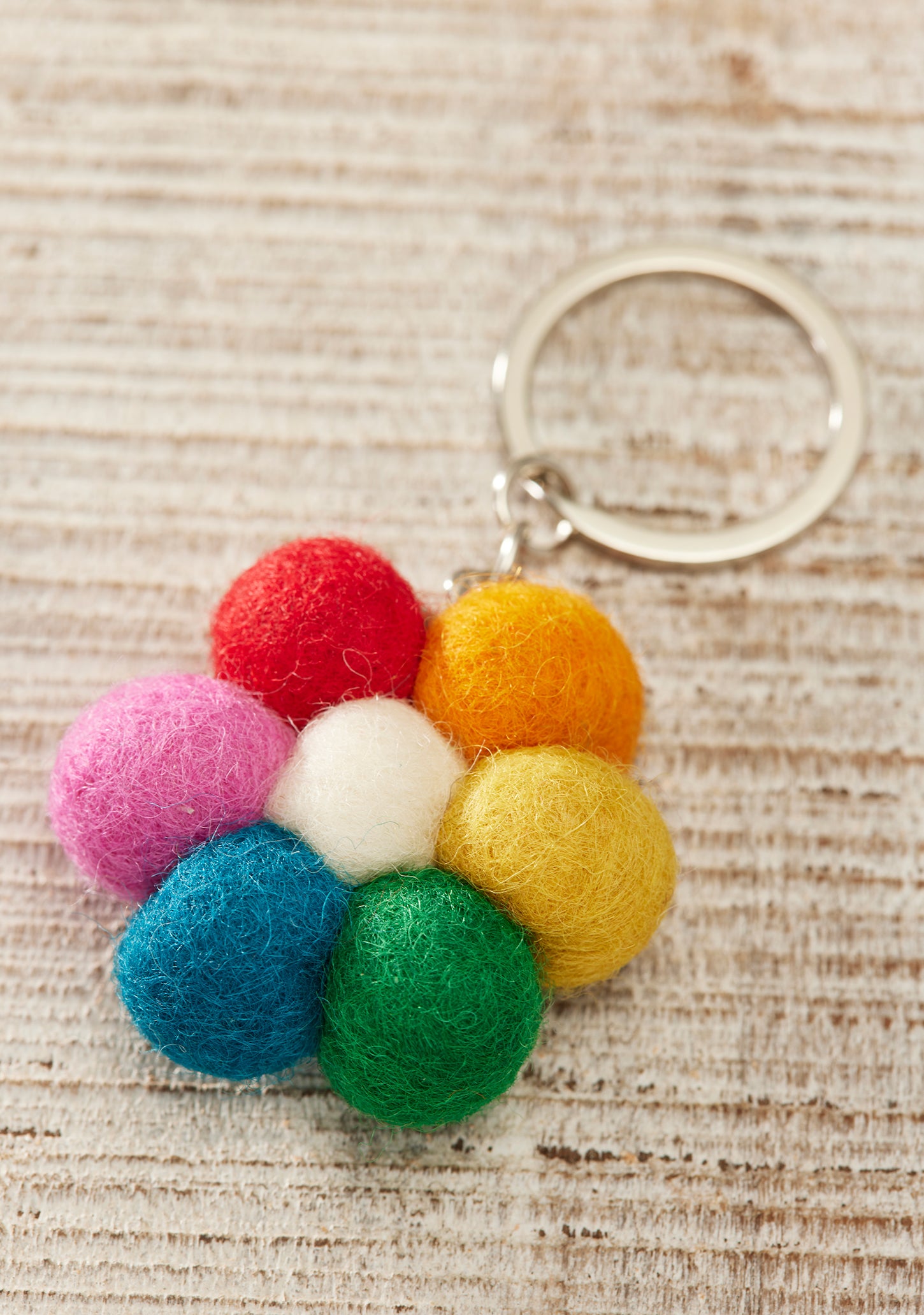 Rainbow Felt Flower Keyring