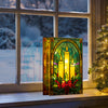 Light up Stained Glass Candles & Holly Tabletop
