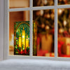 Light up Stained Glass Candles & Holly Tabletop