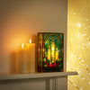 Light up Stained Glass Candles & Holly Tabletop