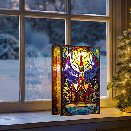 Light up Stained Glass Church Tabletop