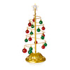 Lit Gold Metal Tree with Red and Green Baubles