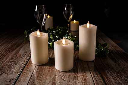 Set of 3 Light up Cream Candles