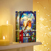 Light up Stained Glass Robin on Gate Tabletop