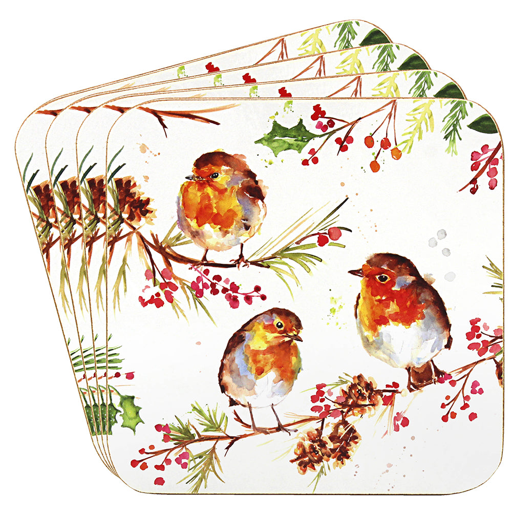 Winter Robins Coaster Set of 4