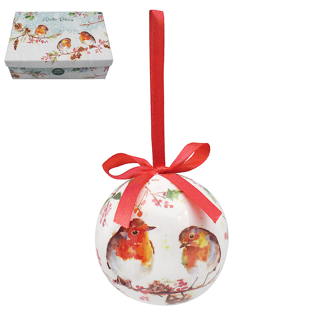 Winter Robins Baubles Set of 6