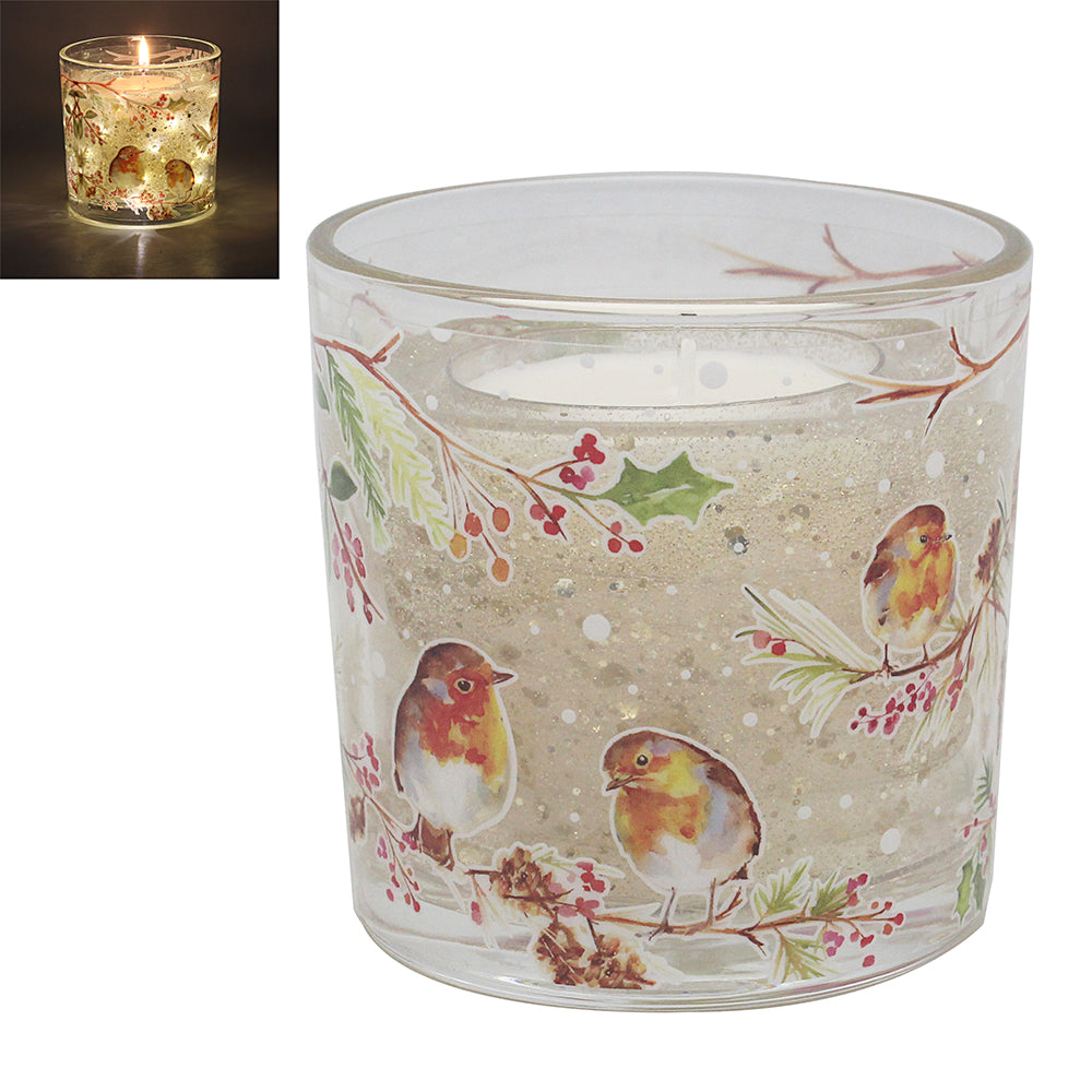 Winter Robins Gel LED Candle