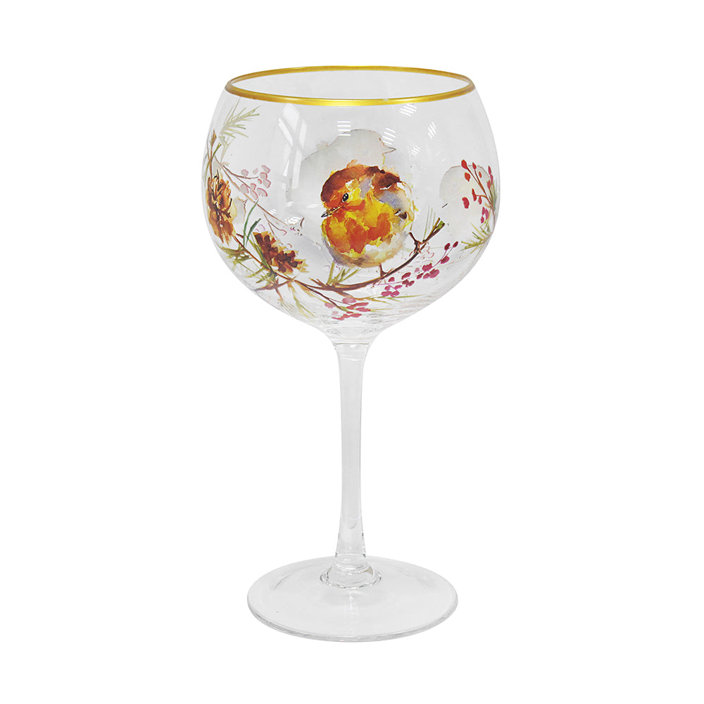 Winter Robins Gin Glass