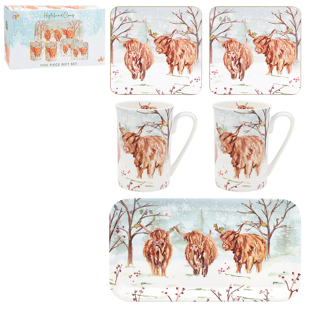 Christmas Highland Cow 5 Piece Set