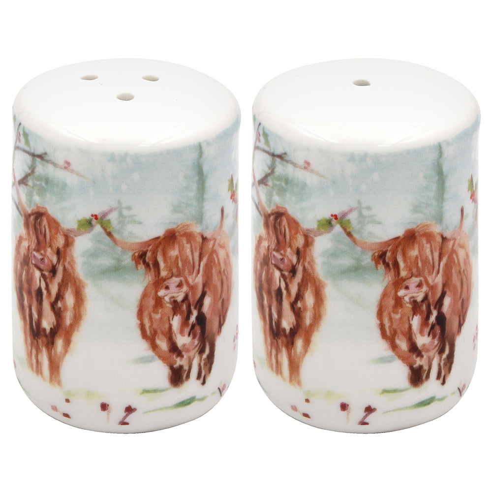 Christmas Highland Cow Salt & Pepper Set