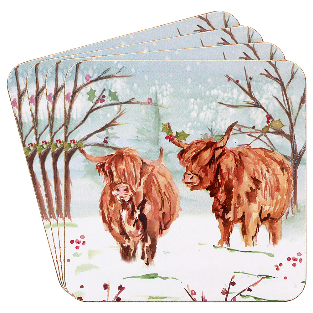 Christmas Highland Cow Placemat Set