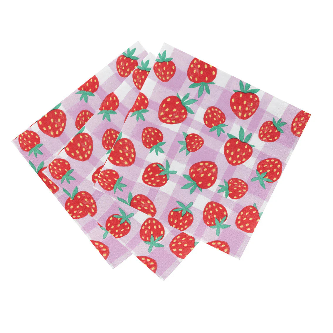 Strawberry Gingham Napkins