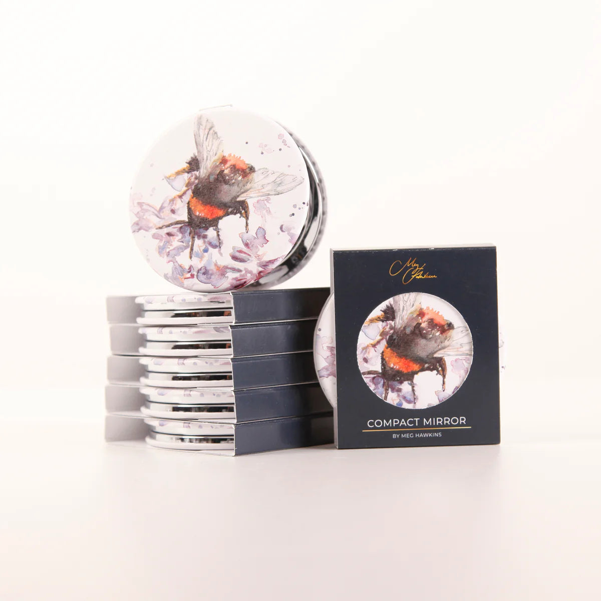 Bee on Heather Compact Mirror