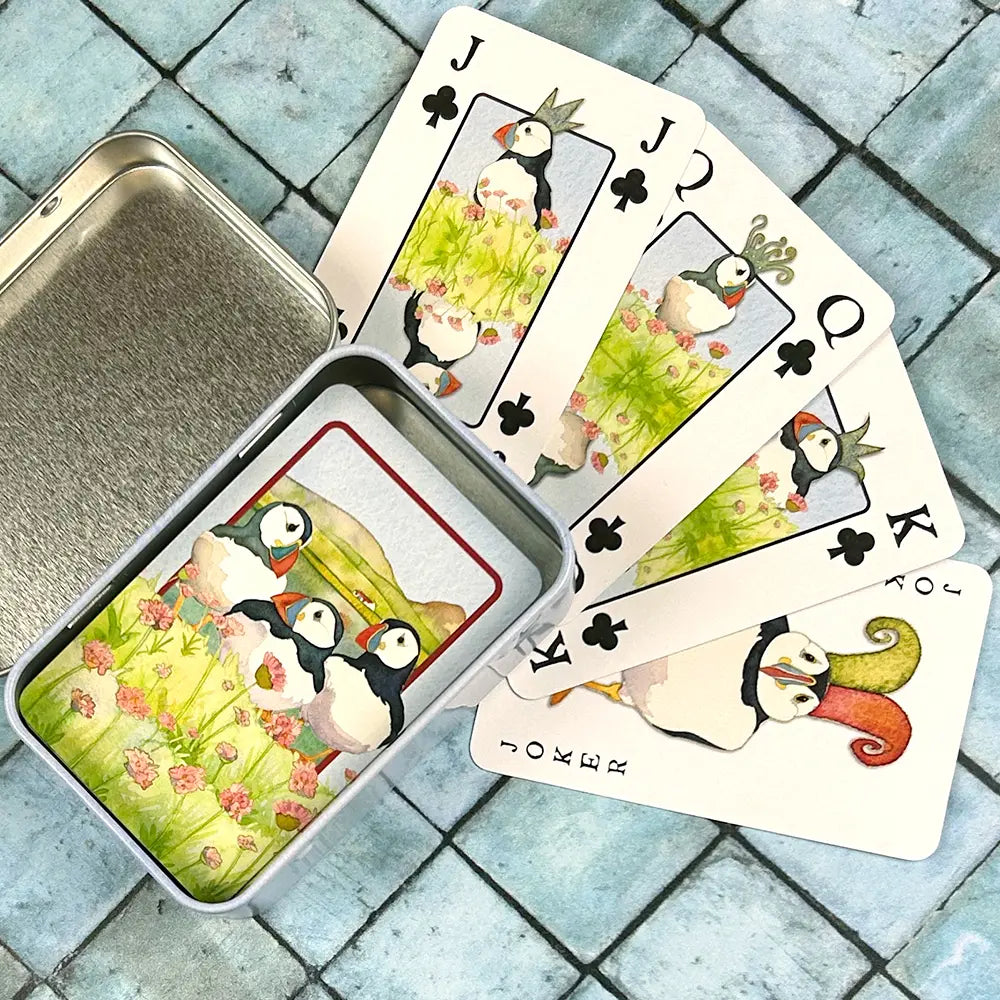 Puffin Playing Cards in a Tin