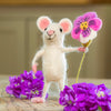 Mouse with Pansy Felt Ornament
