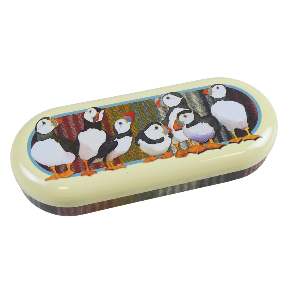Stripey Puffins Glasses Case