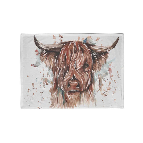 Highland Cow Watercolour Tea Towel