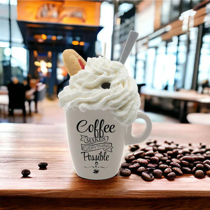 White Coffee Cup Candle