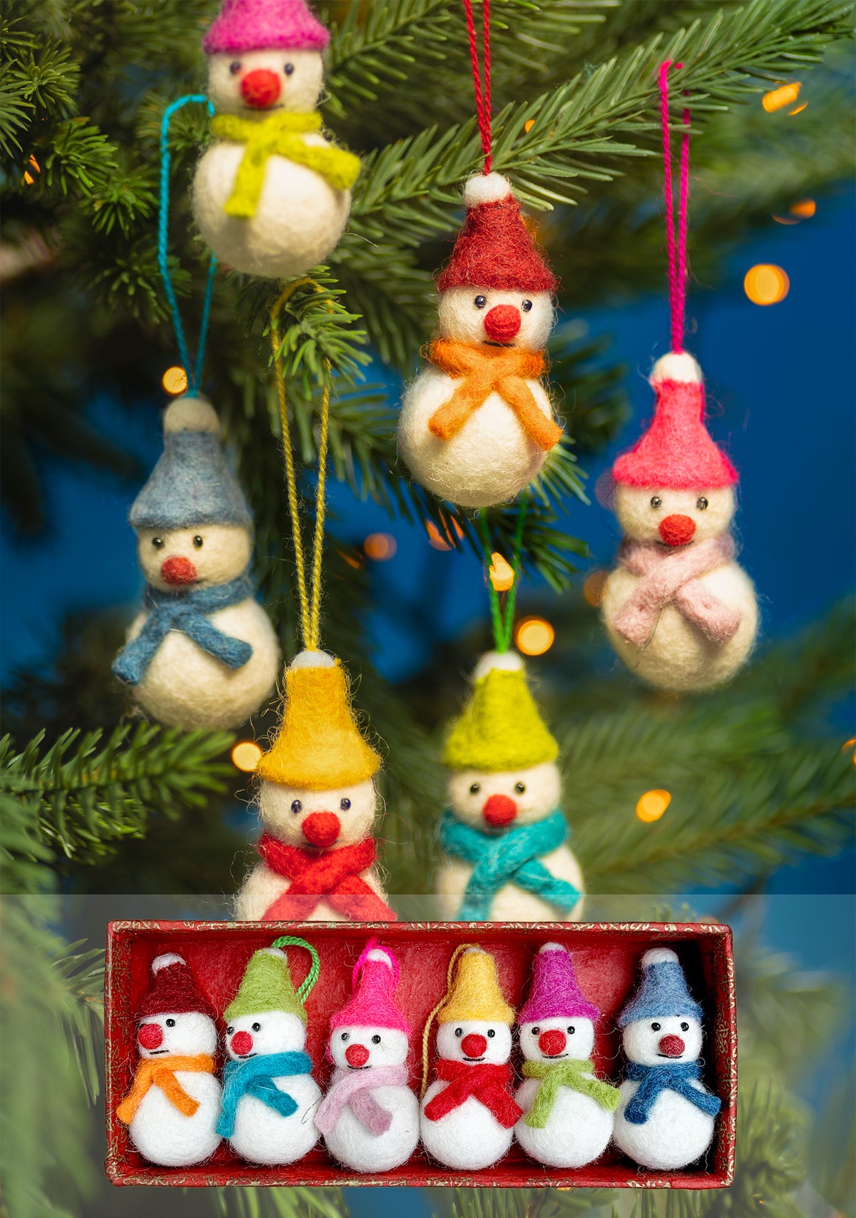 Set of 6 Felt Snowmen Decorations